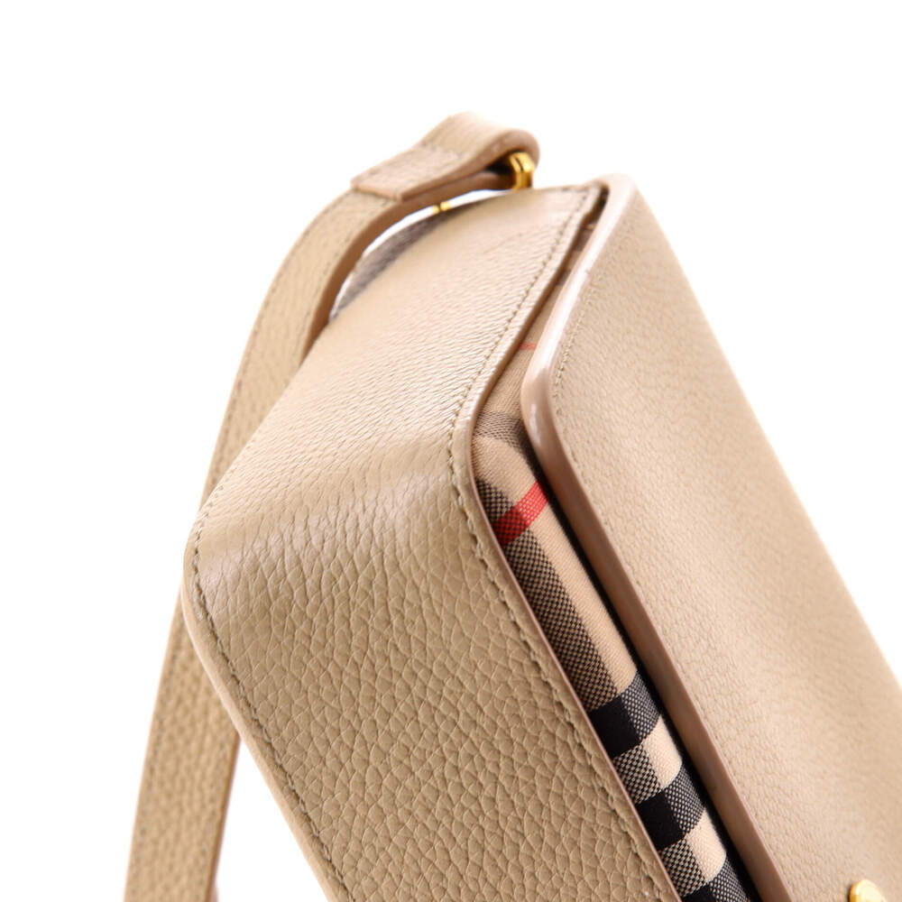 Burberry Mini Note Crossbody Bag Leather with Vintage Check Canvas - Picture 6 of 6
